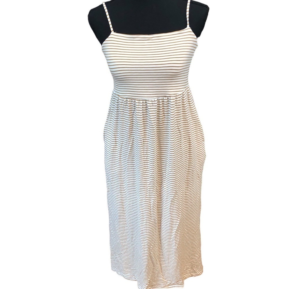 Old Navy Maxi Dress, White and Tan Stripe, Size XS